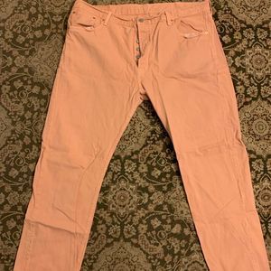 Levi's Men's 501 Original Pink Peach Blush Denim Jeans 42 Waist 42x30 Button Fly